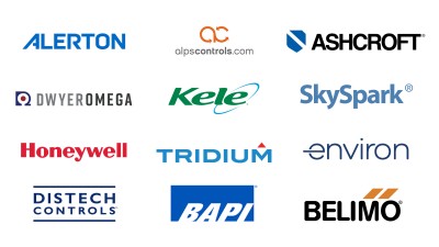 Alerton, Distech Controls, Belimo, Honeywell, Tridium, ALPS Controls, Environ, Kele, SKySpark, Ashkcroft, BAPI, DWYER OMEGA