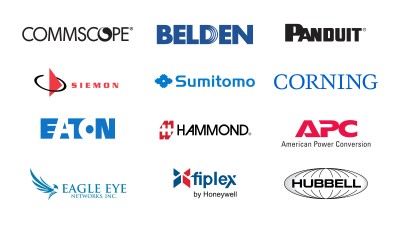 Commscope, belden, panduit, siemon, sumitomo, corning, eaton, hammond, apc, eagle eye networks, fiplex, hubbell